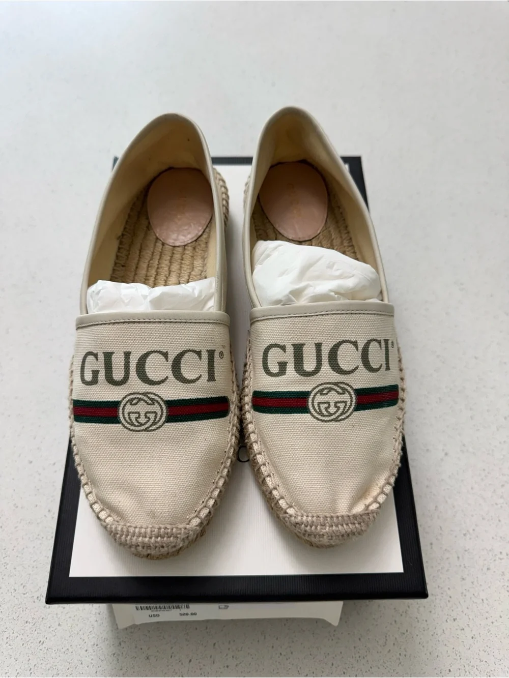 Gucci Beige Canvas Slip-On Espadrilles - Picture 1 of 6